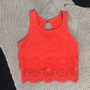 Orange lacy crop top- size medium!